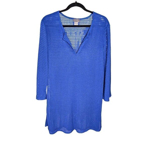 Jordan Taylor V-Neck Tassel Trim Swim Cover-Up Tunic Women's Large - Picture 1 of 5